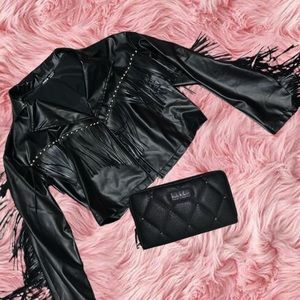 Boho fringe faux leather jacket 🧥
